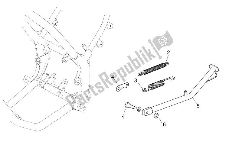 Tutte le parti per il Cavalletto Centrale del Aprilia RX 50 2003