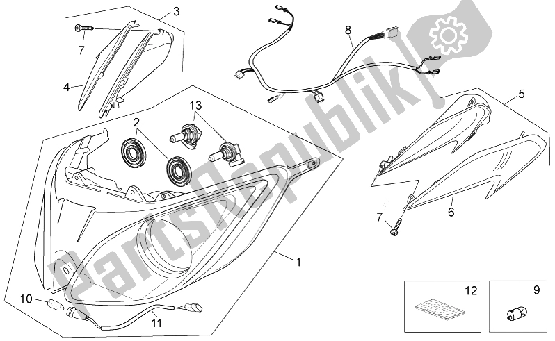 Todas as partes de Farol do Aprilia Atlantic 300 2010