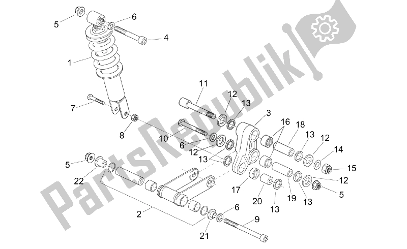 Todas as partes de Amortecedor Traseiro do Aprilia RS 125 Tuono 2003