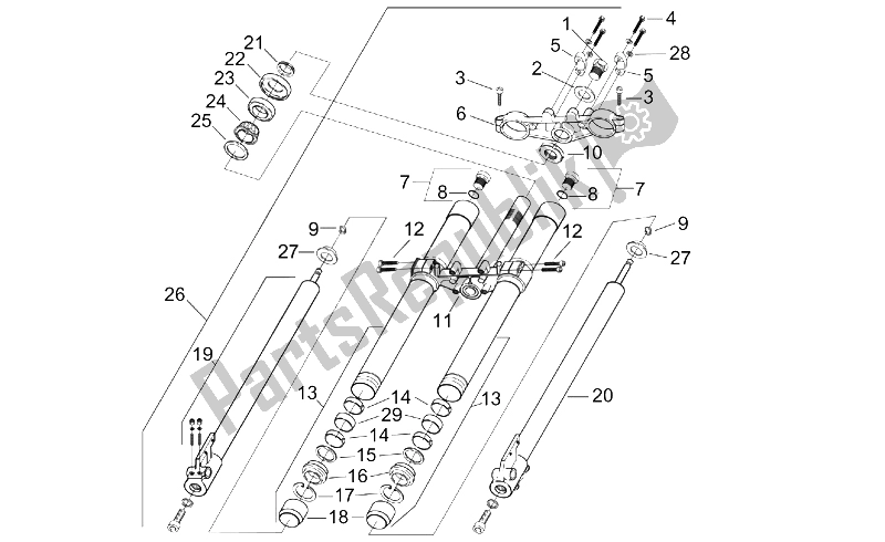 Todas as partes de Garfo Dianteiro do Aprilia MX 50 2004