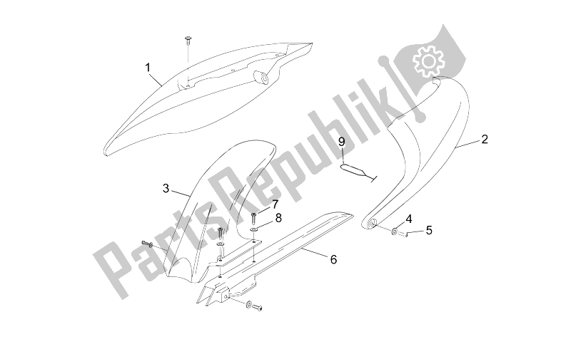 All parts for the Rear Body Iii of the Aprilia RS 50 1996