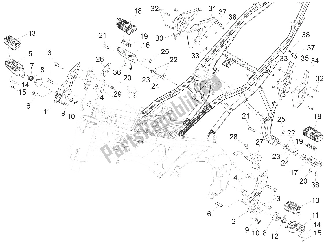 Tutte le parti per il Poggiapiedi del Aprilia Caponord 1200 USA 2015