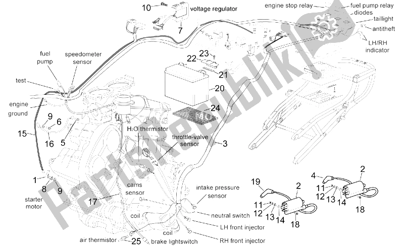 Alle Teile für das Zentrales Elektrisches System des Aprilia RSV Mille 1000 2003