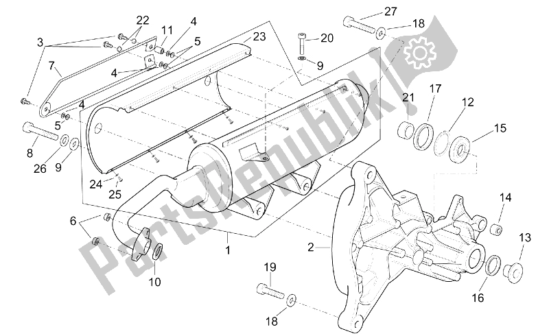 Toutes les pièces pour le Unité D'échappement du Aprilia Leonardo 250 ST ENG Yamaha 2001