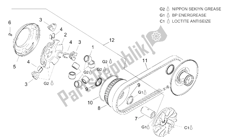 Toutes les pièces pour le Transm. Primaire du Aprilia Leonardo 125 150 1999