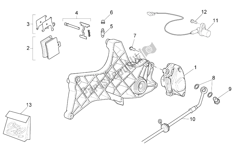 All parts for the Rear Caliper of the Aprilia Sport City Street 125 4T 4V E3 2012