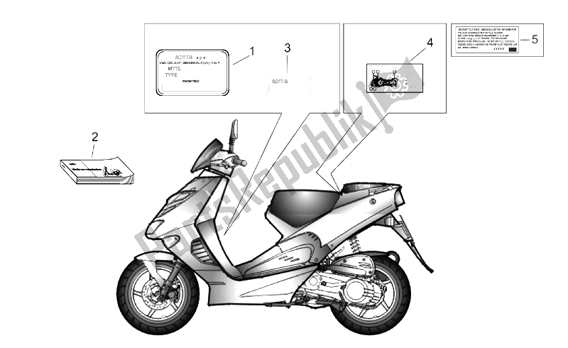 Todas las partes para Juego De Placas Y Manual de Aprilia SR 50 H2O Ditech Carb 2000