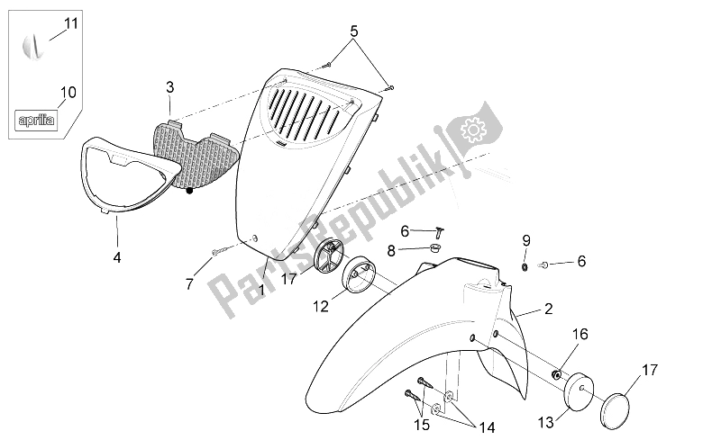 Toutes les pièces pour le Corps Avant Ii du Aprilia Scarabeo 100 4T E3 NET 2009