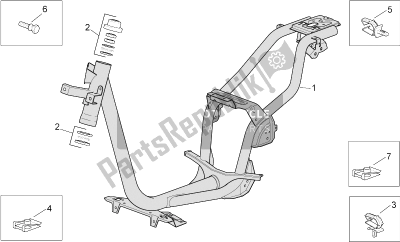 All parts for the Frame of the Aprilia Scarabeo 50 4T 2V E2 2002