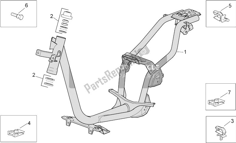 All parts for the Frame of the Aprilia Scarabeo 50 4T 2V E2 2002