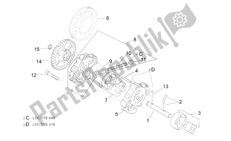 Todas as partes de Bomba De óleo do Aprilia RSV Tuono 1000 2002