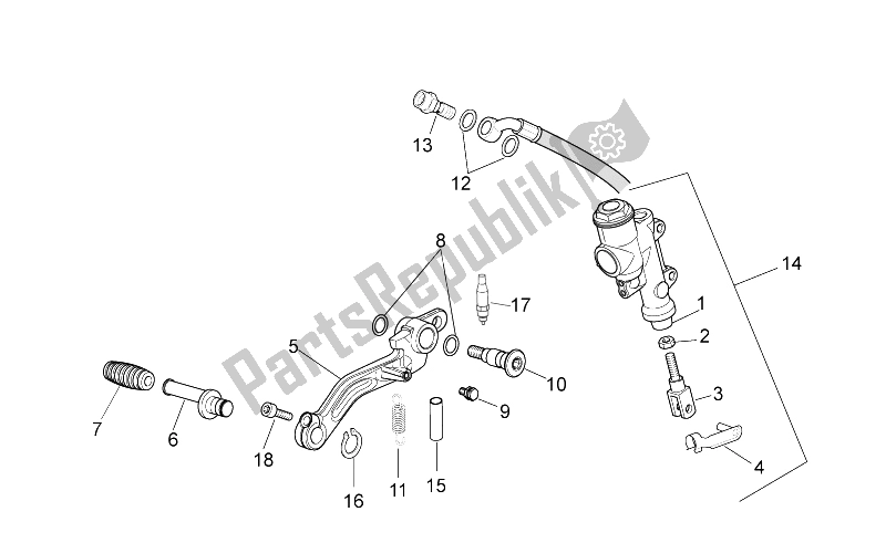 All parts for the Rear Master Cylinder of the Aprilia RSV4 R 1000 2009