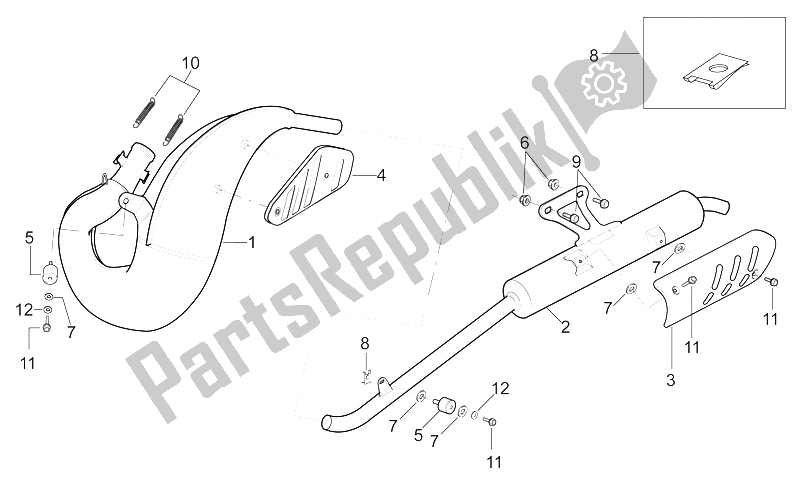 All parts for the Exhaust Unit of the Aprilia ETX 125 1998