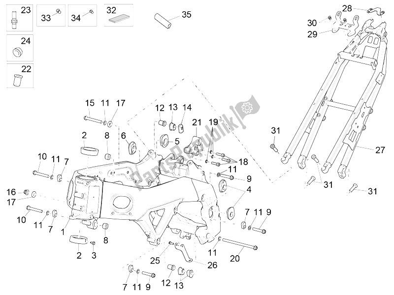 All parts for the Frame of the Aprilia RSV4 RR Racer Pack 1000 2015