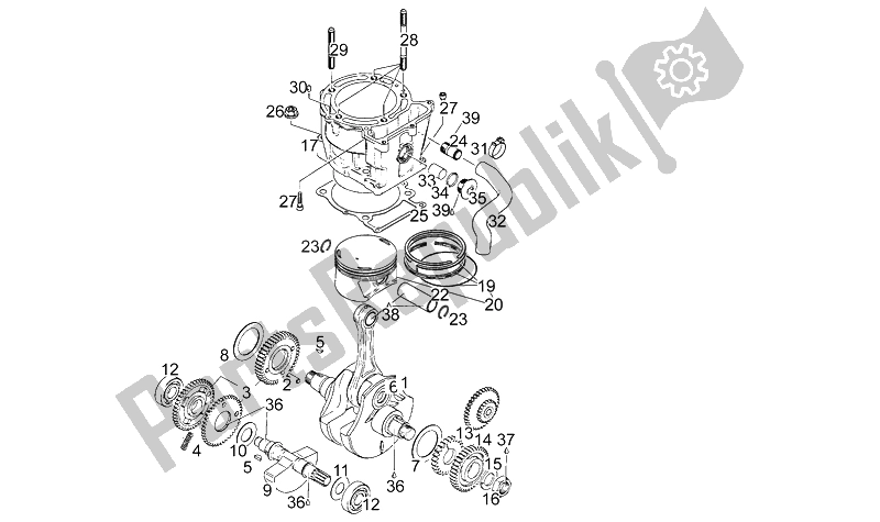All parts for the Drive Shaft - Cylinder - Piston T of the Aprilia Pegaso 650 1992