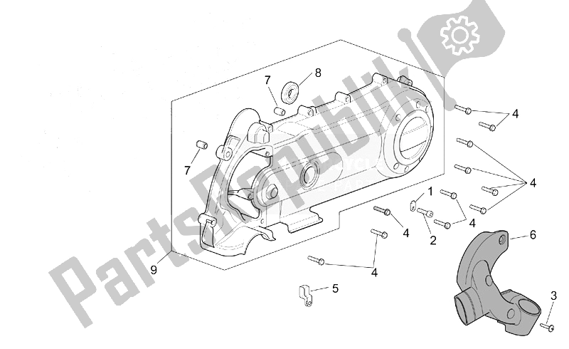 All parts for the Variator Cover of the Aprilia Scarabeo 100 4T E2 2001