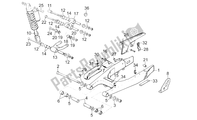 Wszystkie części do Wahacz - Amortyzator Aprilia RX 125 ENG 122 CC 1995