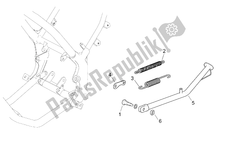 All parts for the Central Stand of the Aprilia MX 50 2004