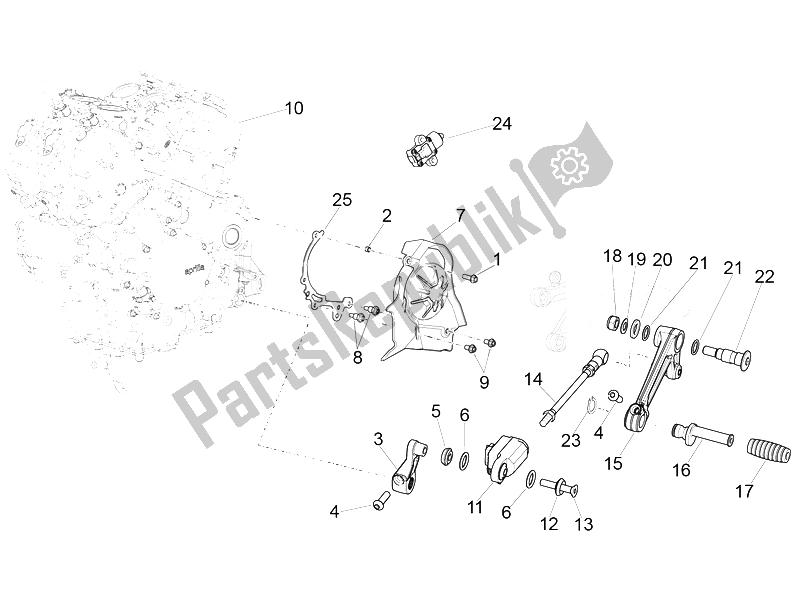 All parts for the Engine-completing Part-lever of the Aprilia RSV4 Racing Factory L E 1000 2015