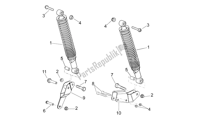 Toutes les pièces pour le Amortisseur Arrière du Aprilia Scarabeo 300 Light E3 2009