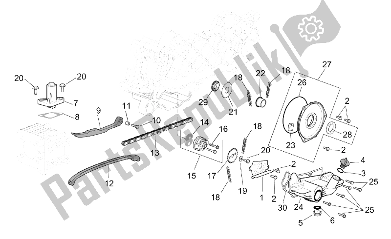 All parts for the Oil Pump of the Aprilia Scarabeo 50 4T 2V E2 2002