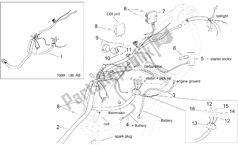 Tutte le parti per il Impianto Elettrico Ii del Aprilia Leonardo 125 150 1999