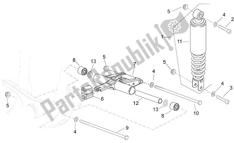 Todas as partes de R. Absorvedor De Choque - Conectar. Cajado do Aprilia Scarabeo 50 2T E2 ENG Piaggio 2007