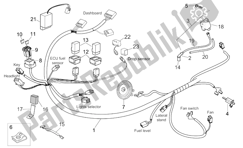 All parts for the Front Electrical System of the Aprilia Atlantic 125 250 2006