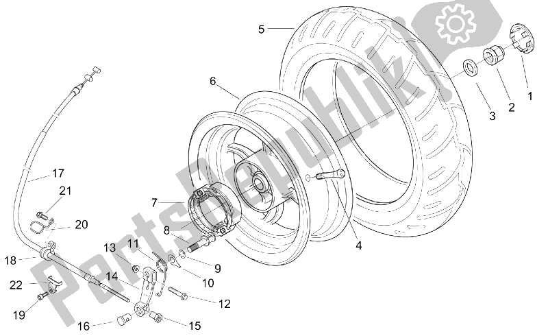 Todas as partes de Roda Traseira - Freio A Tambor do Aprilia SR 50 H2O Ditech Carb 2000