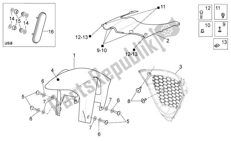 All parts for the Front Body Iii of the Aprilia RSV4 Aprc R 1000 2011