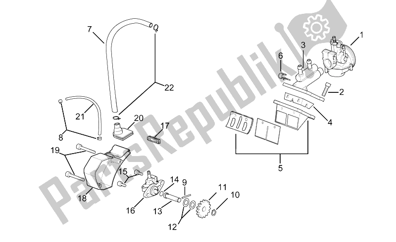 All parts for the Carburettor - Oil Pump of the Aprilia RS 50 1996