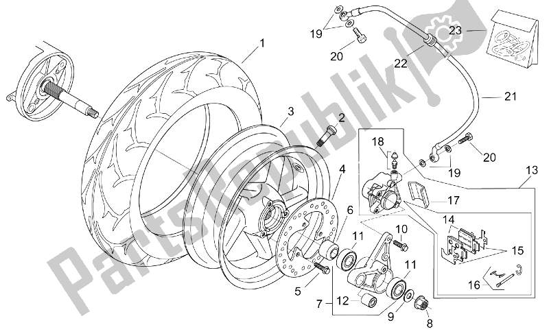 Todas as partes de Roda Traseira do Aprilia Leonardo 125 150 1999