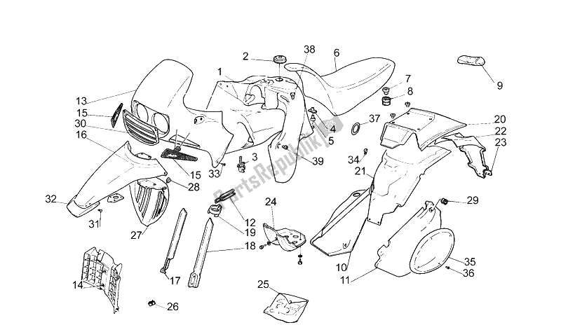 All parts for the Body of the Aprilia Tuareg Rally 50 1990