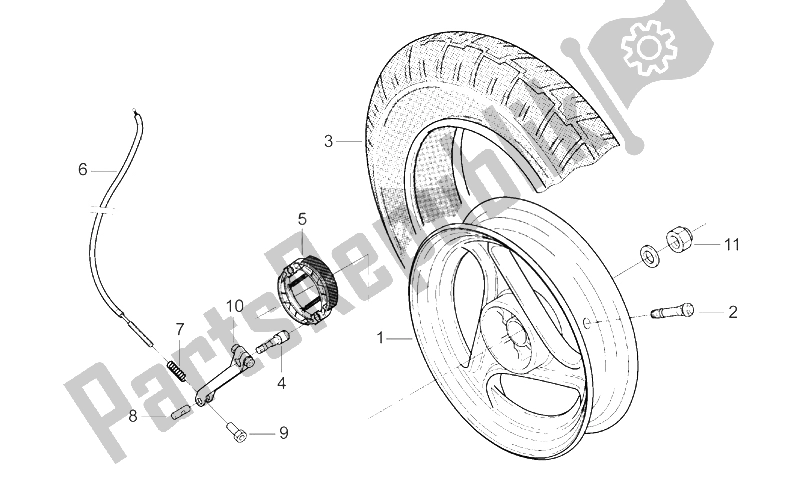 Wszystkie części do Tylne Ko? O Aprilia SR Viper 50 AIR Horizontal Cylinder 1994