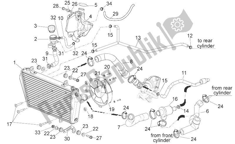 All parts for the Cooling System of the Aprilia Shiver 750 EU 2014