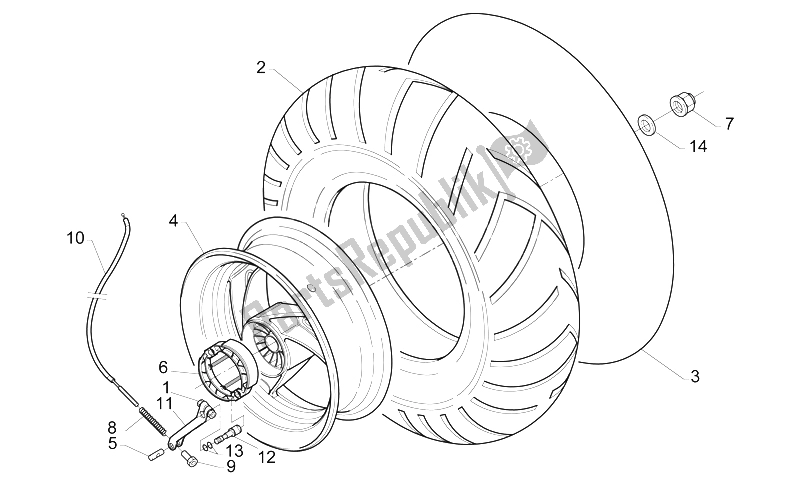 Todas as partes de Roda Traseira do Aprilia Gulliver 50 AIR 1995