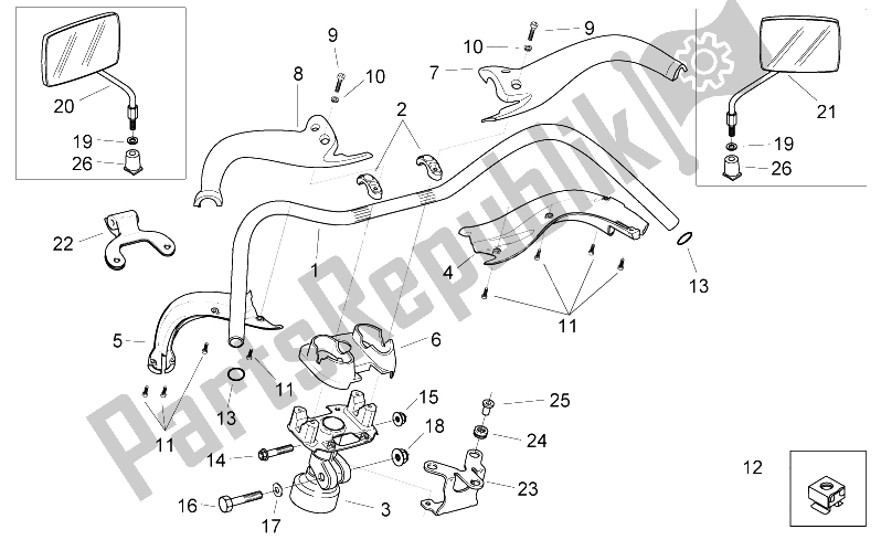 Toutes les pièces pour le Guidon du Aprilia Mojito Custom 50 2T ENG Piaggio 2004