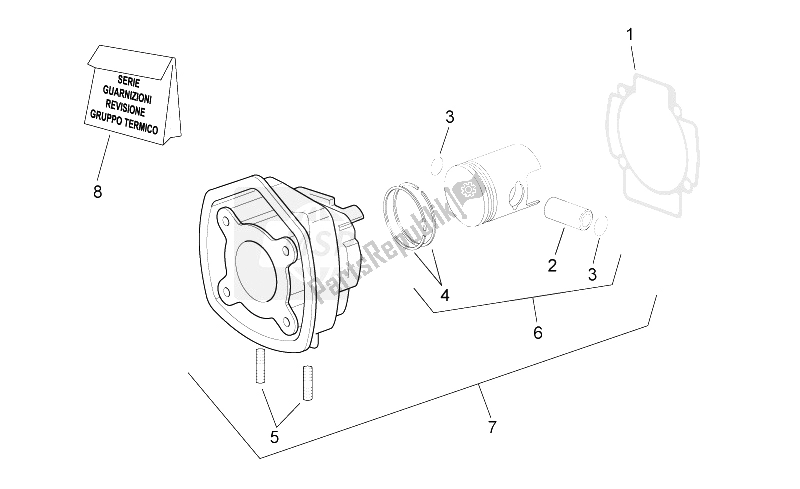 Tutte le parti per il Cilindro Con Pistone del Aprilia SR 50 H2O NEW IE Carb 2004