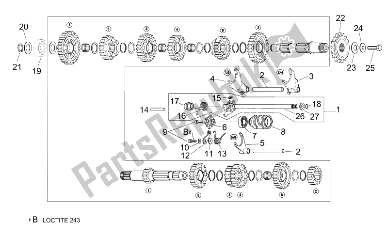 Todas as partes de Seletor De Caixa De Engrenagens do Aprilia RSV Mille Factory 1000 2004 - 2008