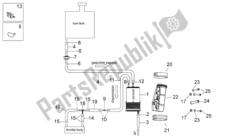 Todas las partes para Sistema De Recuperación De Vapor De Combustible de Aprilia RSV4 Aprc Factory STD SE 1000 2011