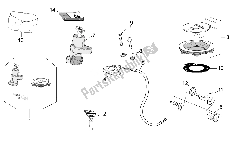 All parts for the Lock Hardware Kit of the Aprilia RSV4 Aprc R 1000 2011