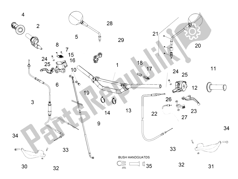 Todas as partes de Guiador - Controles do Aprilia SX 50 Limited Edition 2014