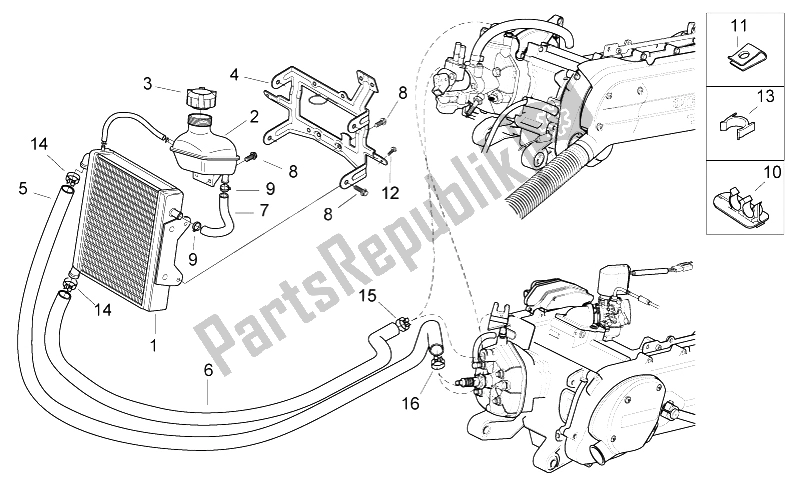 Tutte le parti per il Sistema Di Raffreddamento del Aprilia SR 50 H2O IE Carb 2003