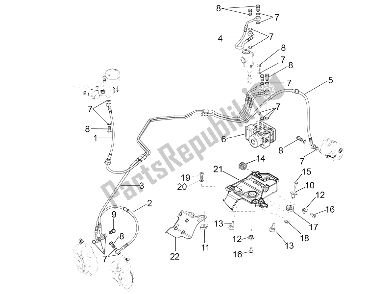 All parts for the Abs Brake System of the Aprilia RSV4 Racing Factory L E USA 1000 2016