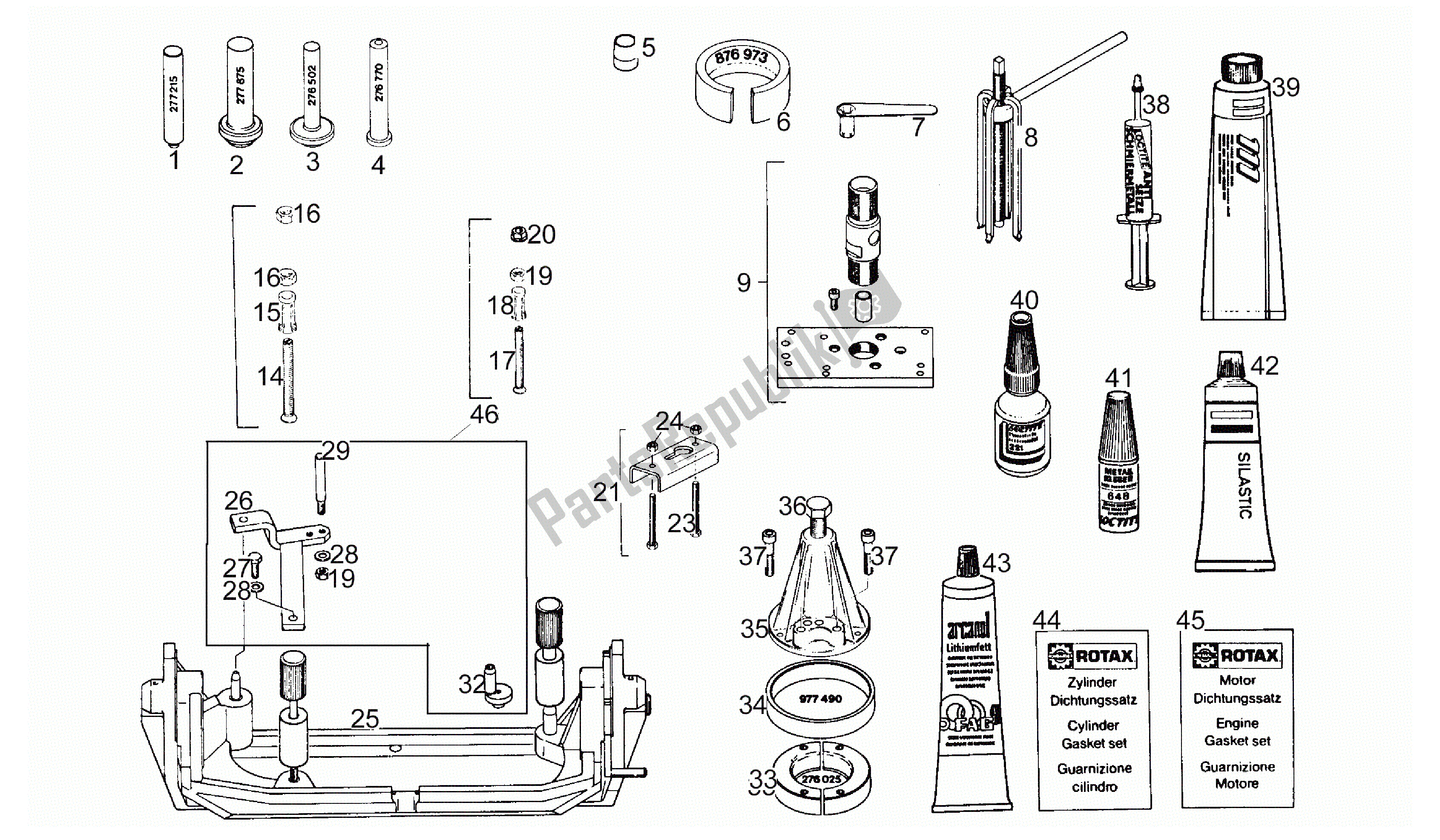Alle onderdelen voor de Speciaal Gereedschap van de Aprilia RS 125 1995