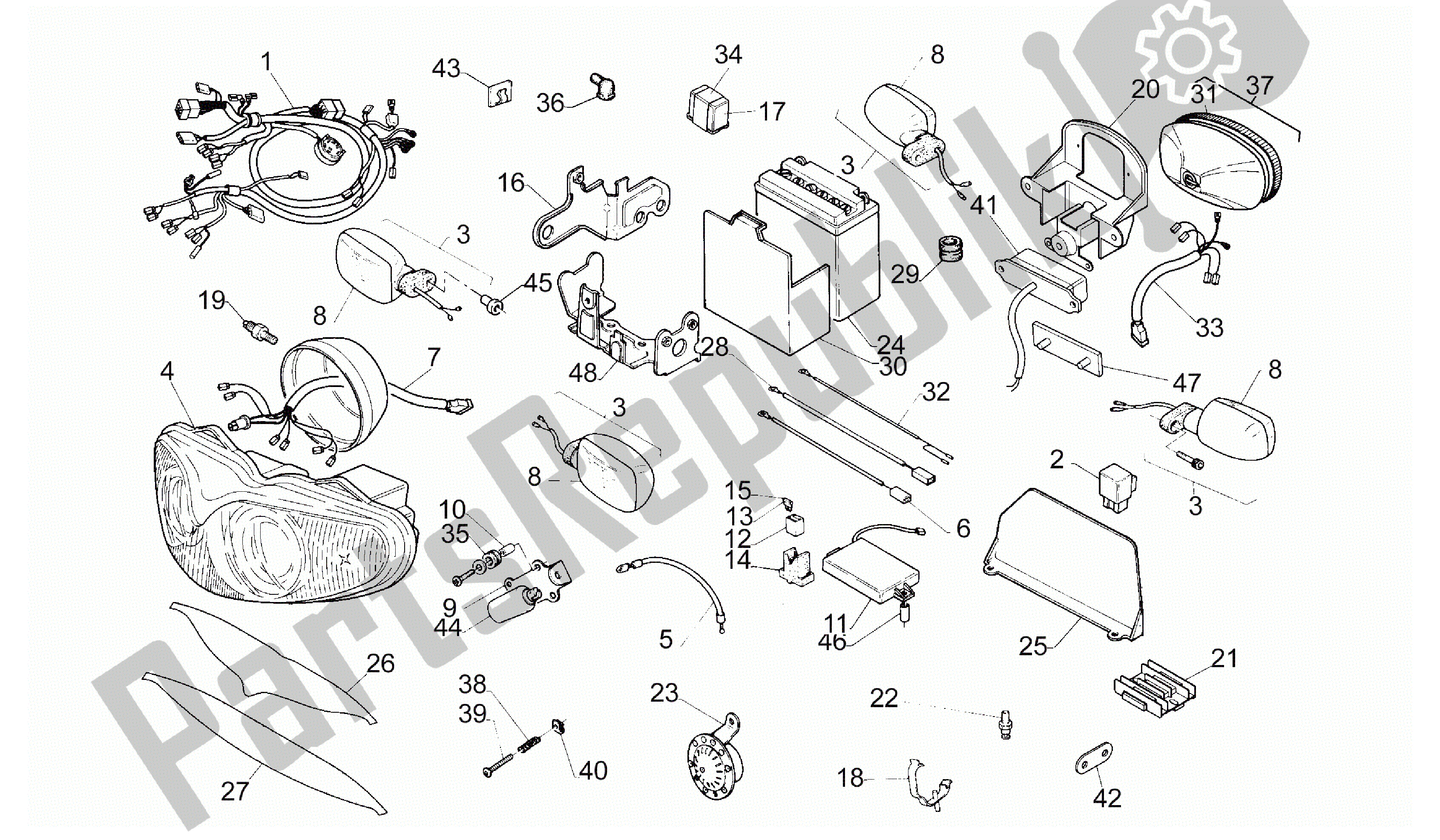 Toutes les pièces pour le Système électrique du Aprilia RS 125 1995