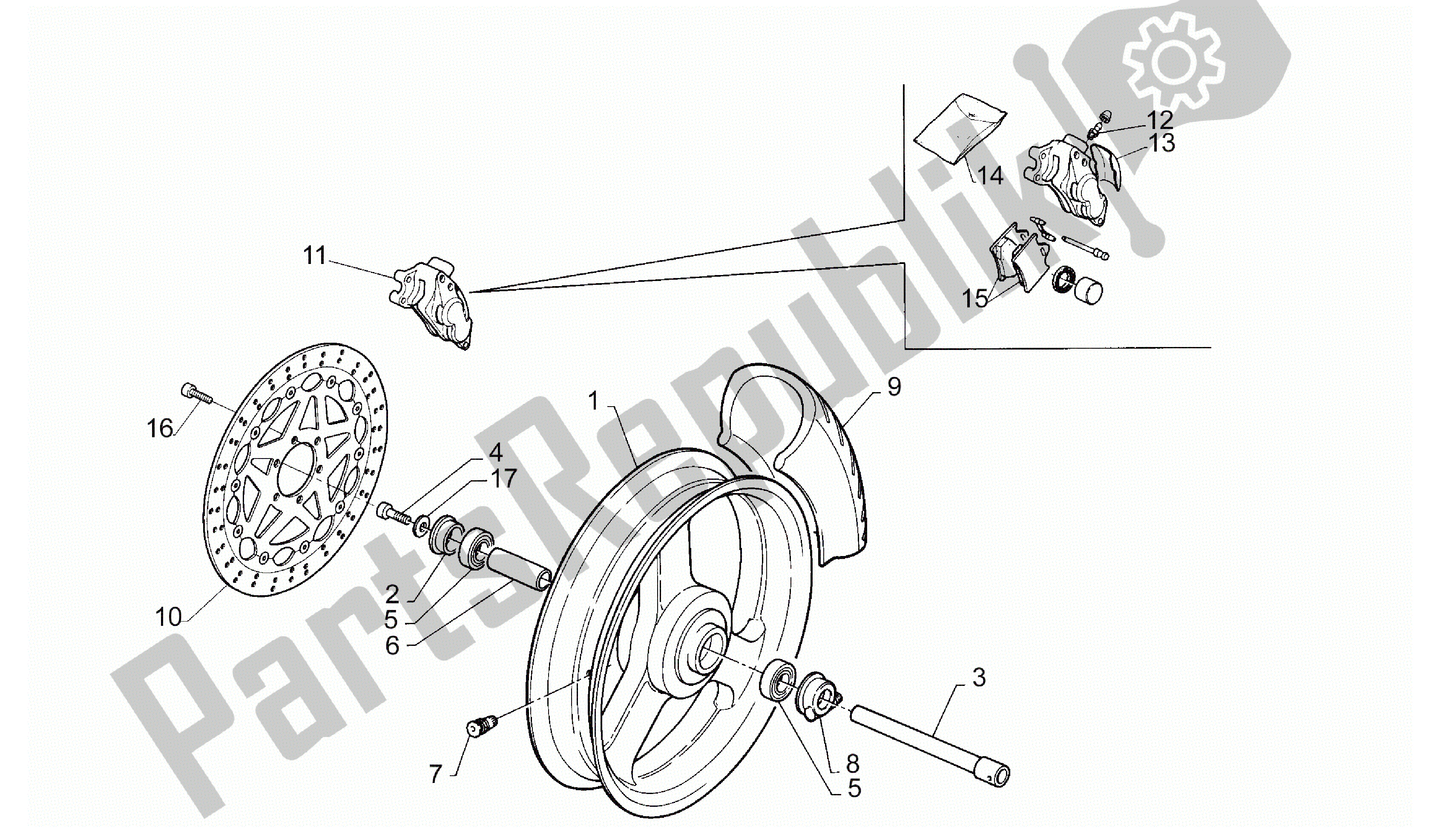 Alle Teile für das Vorderrad des Aprilia RS 125 1995