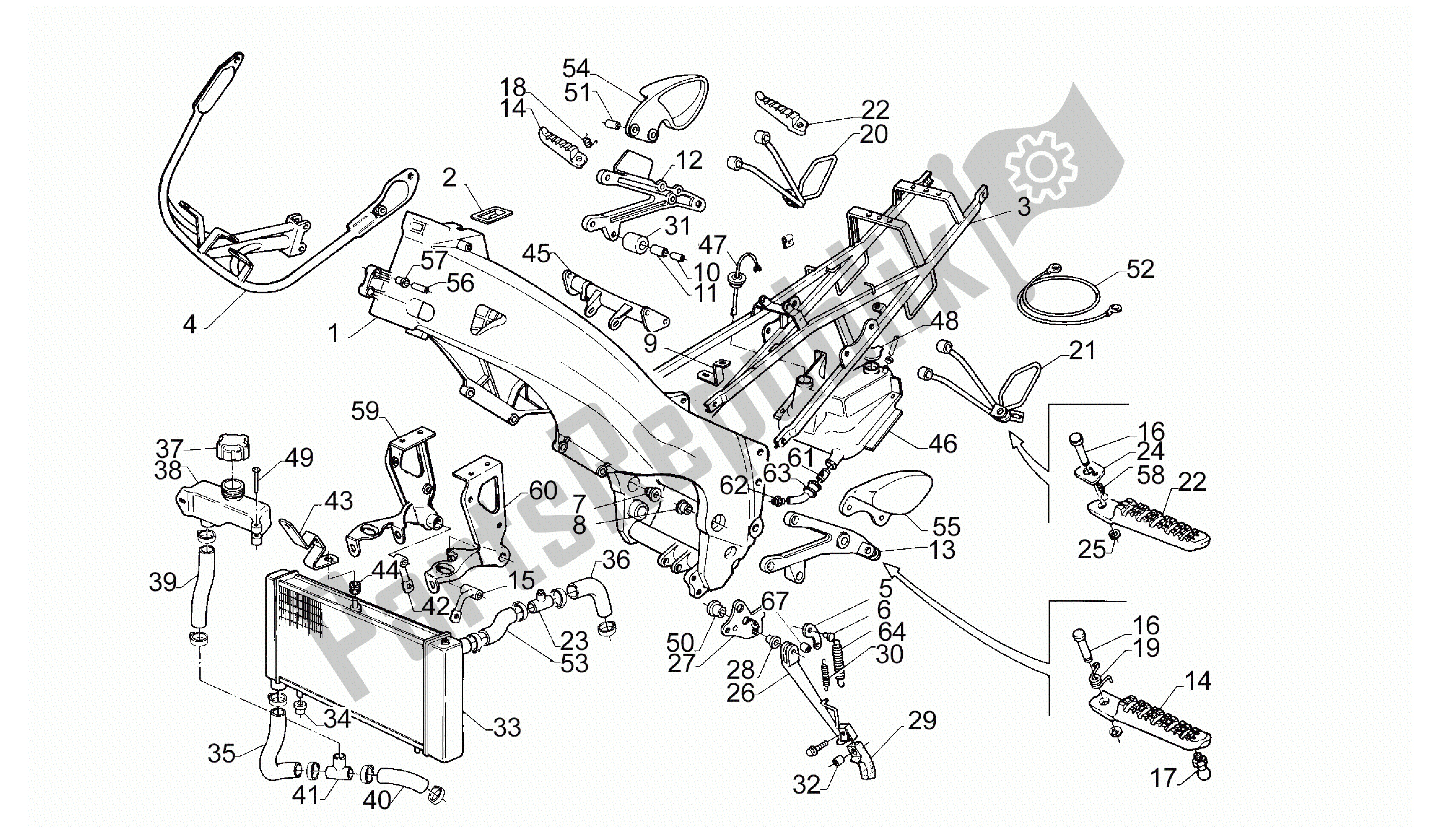 All parts for the Frame of the Aprilia RS 125 1995