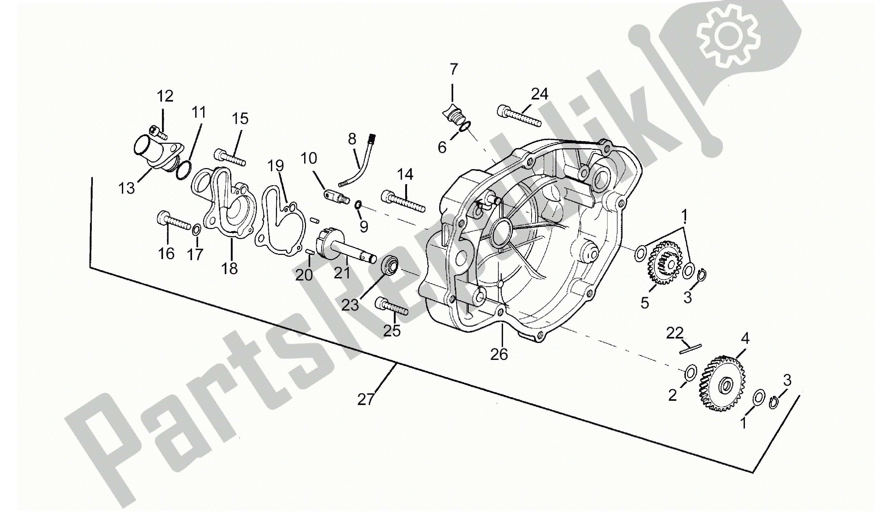 All parts for the Clutch Cover of the Aprilia RS 50 1993 - 1995