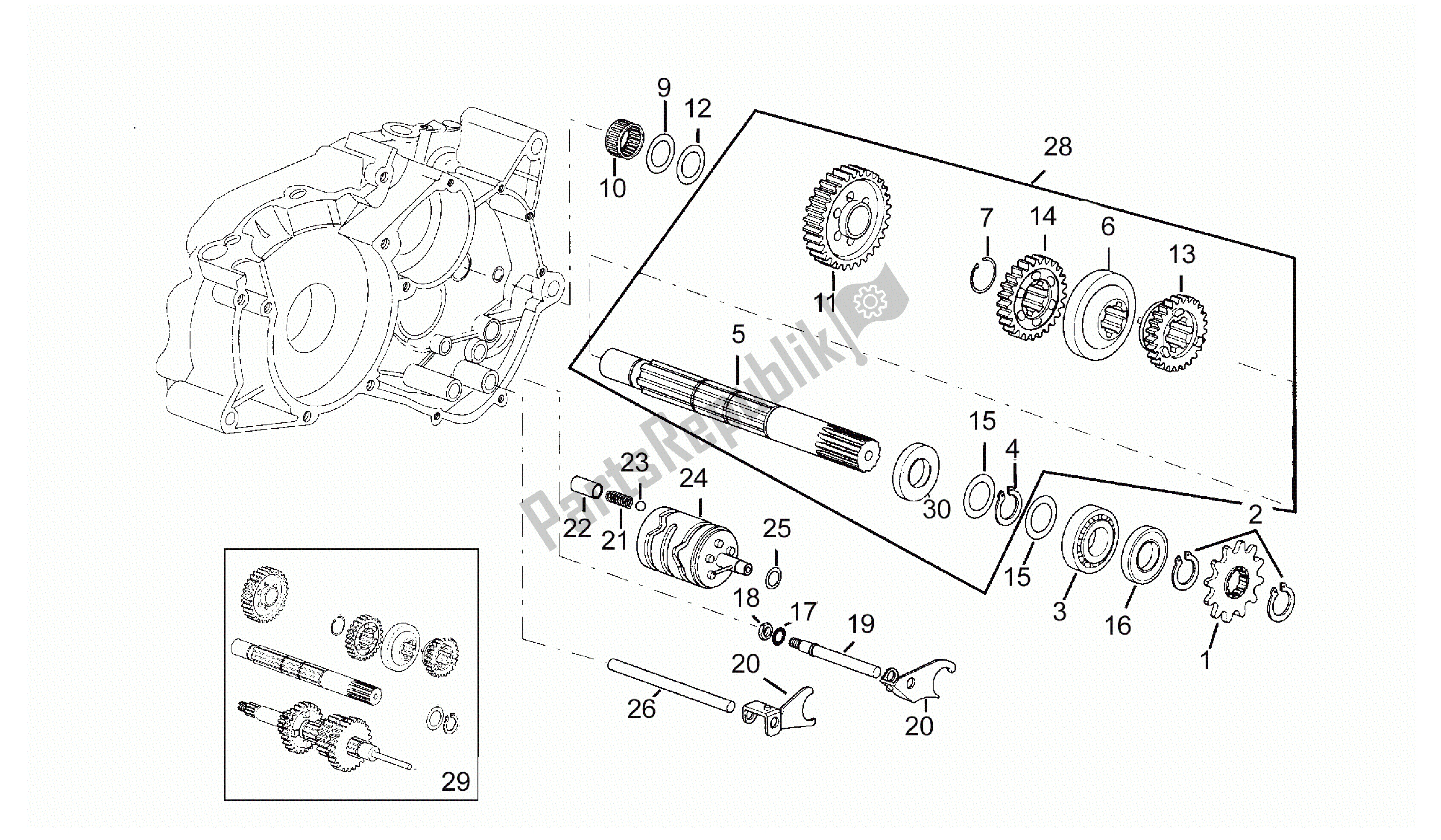 Todas as partes de Eixo Conduzido do Aprilia RS 50 1993 - 1995